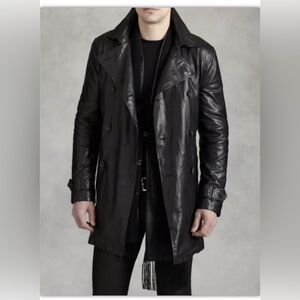 John Varvatos Collection leather Trench coat. Size EU 54 USA 44